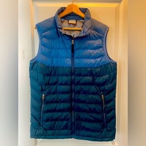 Columbia Omni-Heat Down Vest M | Blue Two-Tone Puffer Vest | Lightweight